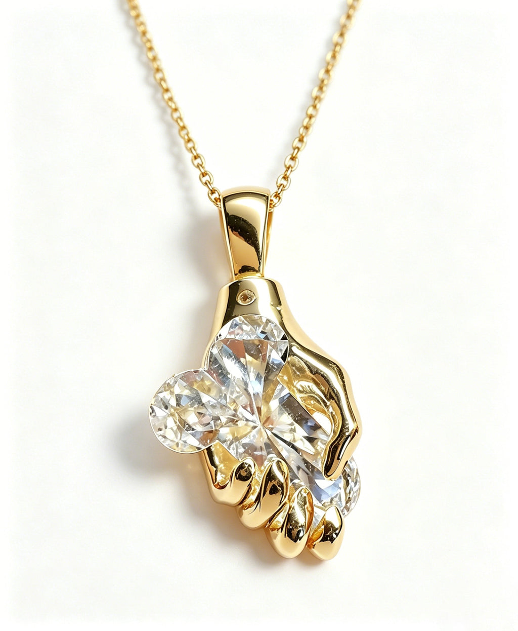 ✨The Hand of Fortune Diamond Pendant – 14K Gold / 925 Sterling Silver💋